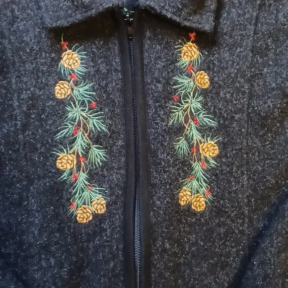 Vintage Art Unlimited Sportswear Women's Black Fleece Embroidered Jacket XL - Picture 3 of 8